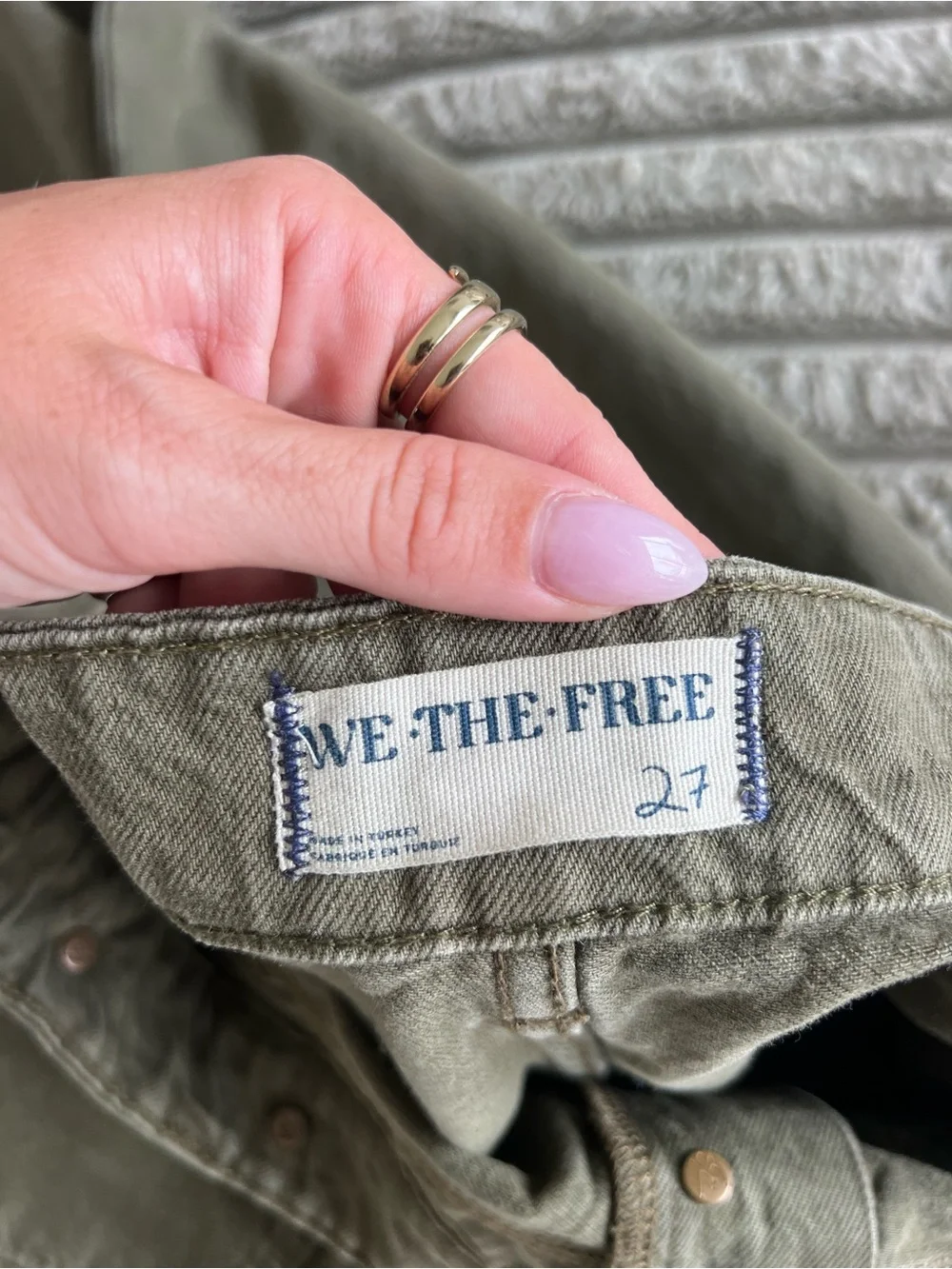 We the Free Palmer Wide Leg Baggy Loose Fit Denim Jeans Army Green Size 27